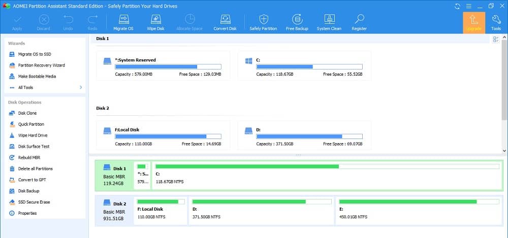 AOMEI Partition Assistant Main Screen